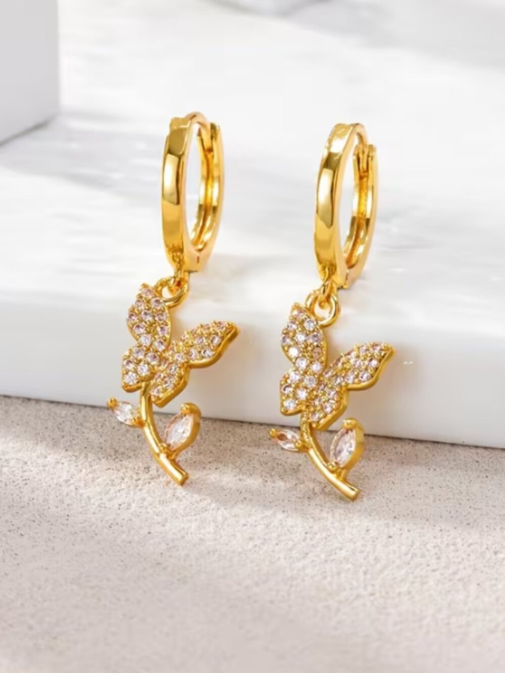 14K Gold Womens 2ct Diamond Hanging Drop Dangle Earrings New 14 K Silver Jewelry - Picture 4 of 5
